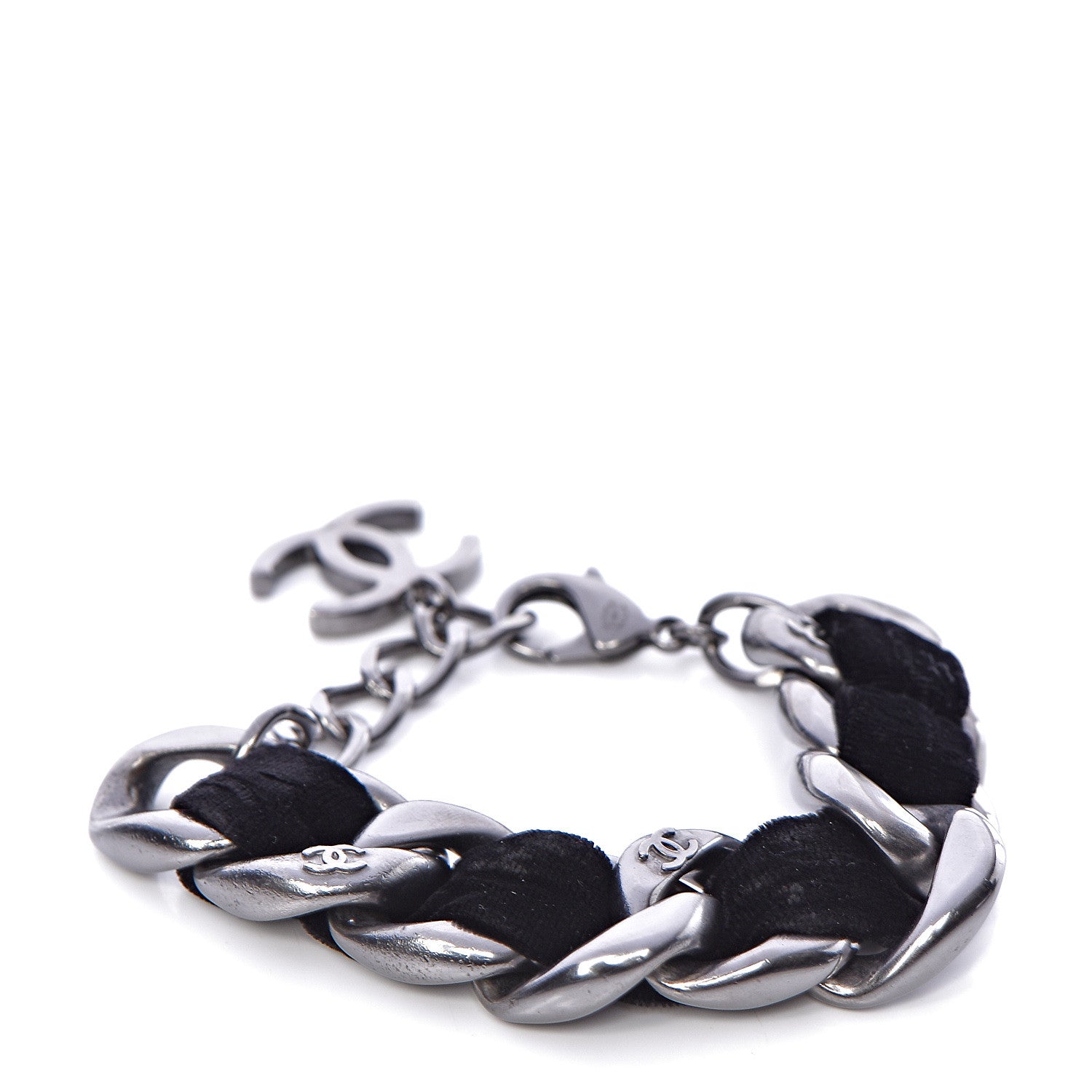 Chanel Velvet CC Chain Bracelet Black Ruthenium 1 of 5