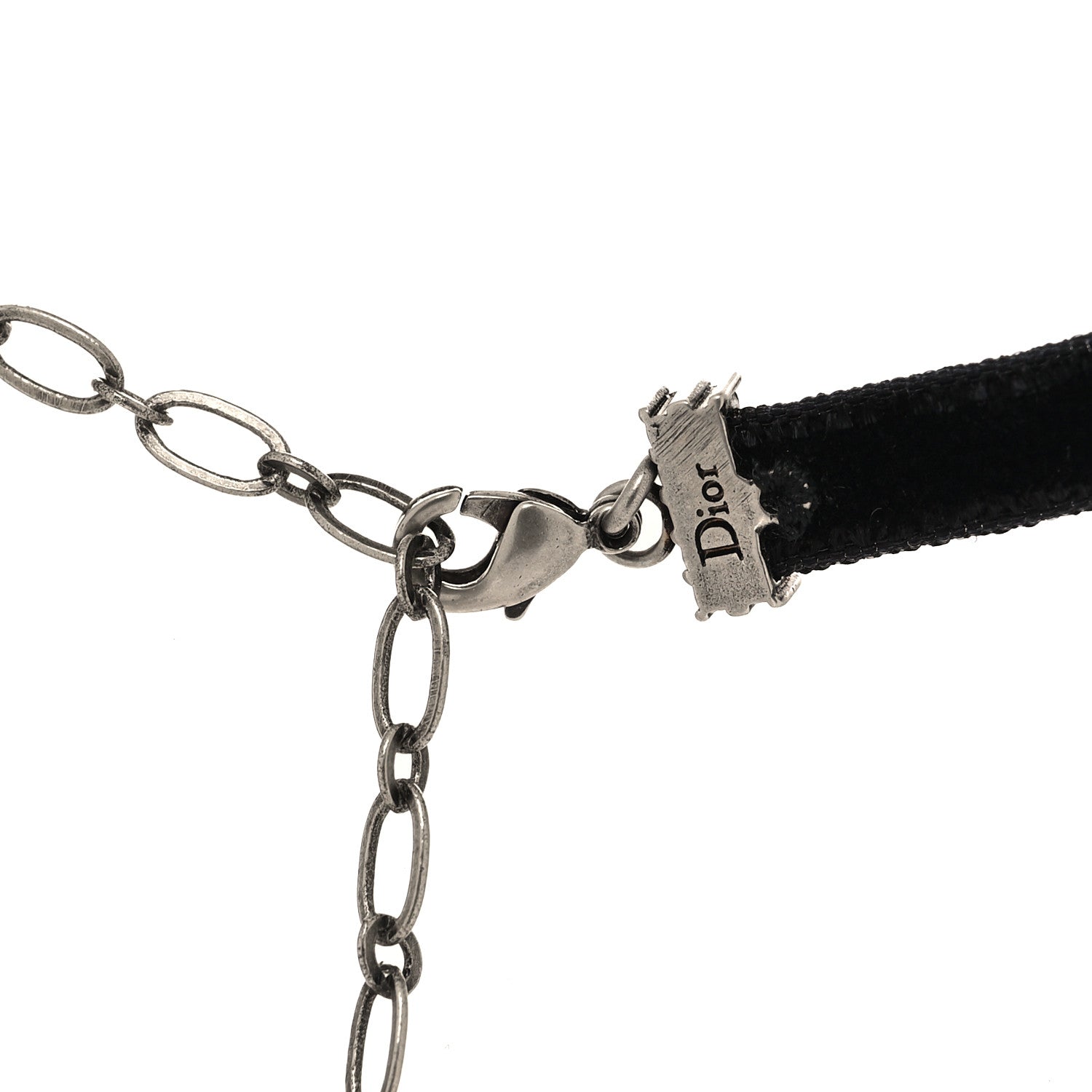 Christian Dior Velvet Crystal DIOR Choker Necklace Black 4 of 5
