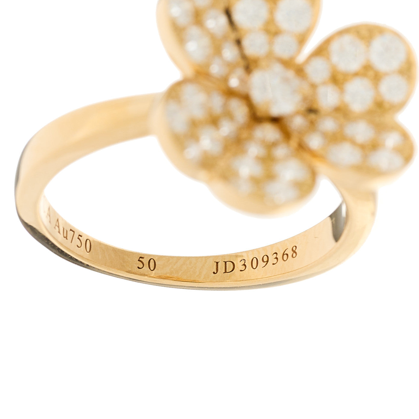 Van Cleef & Arpels 18K Yellow Gold Diamond Small Frivole Pave Ring 50 5.25 6 of 7