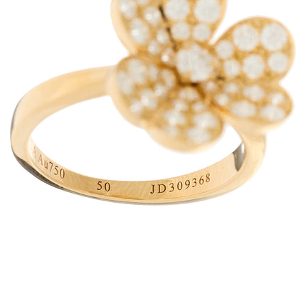 Van Cleef & Arpels 18K Yellow Gold Diamond Small Frivole Pave Ring 50 5.25 6 of 7