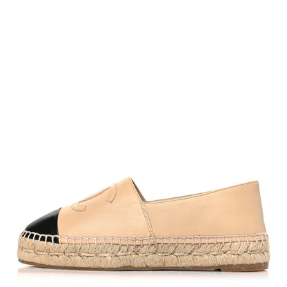 Chanel Lambskin CC Espadrilles 36 Beige Black 1 of 9