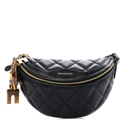 Balenciaga Calfskin Quilted XXS Souveniers Charms Belt Bag Black 1 of 8
