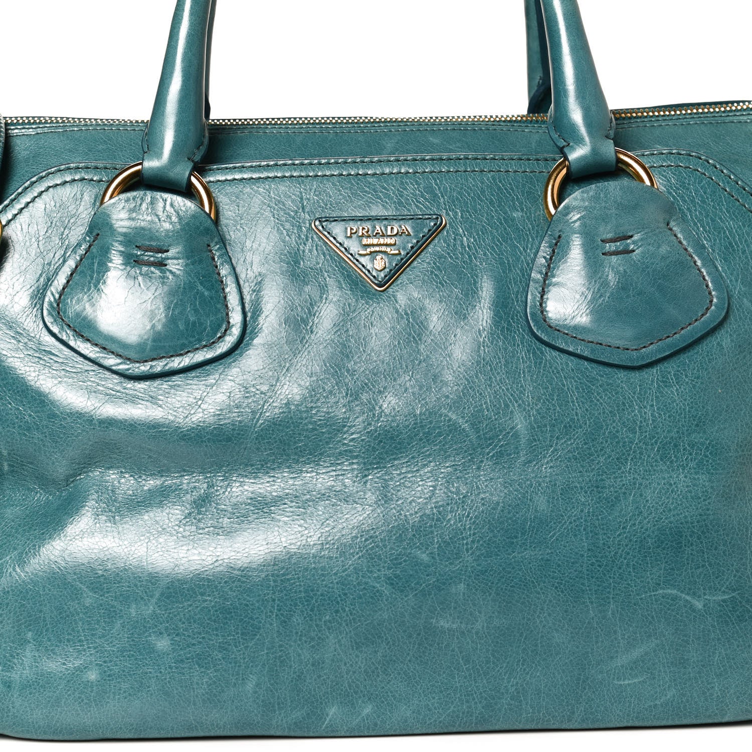 Prada Glace Calfskin Shopping Tote Blue 8 of 12
