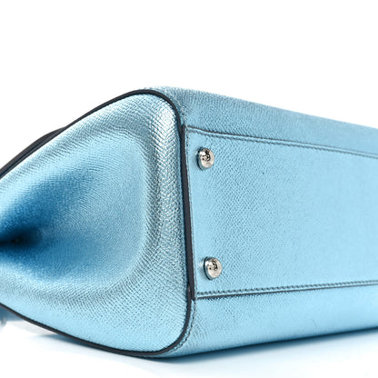 Dolce & Gabbana Metallic Dauphine Medium Miss Sicily Satchel Blue 8 of 9