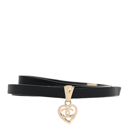 Chanel Lambskin CC Heart Choker Necklace Black 1 of 8