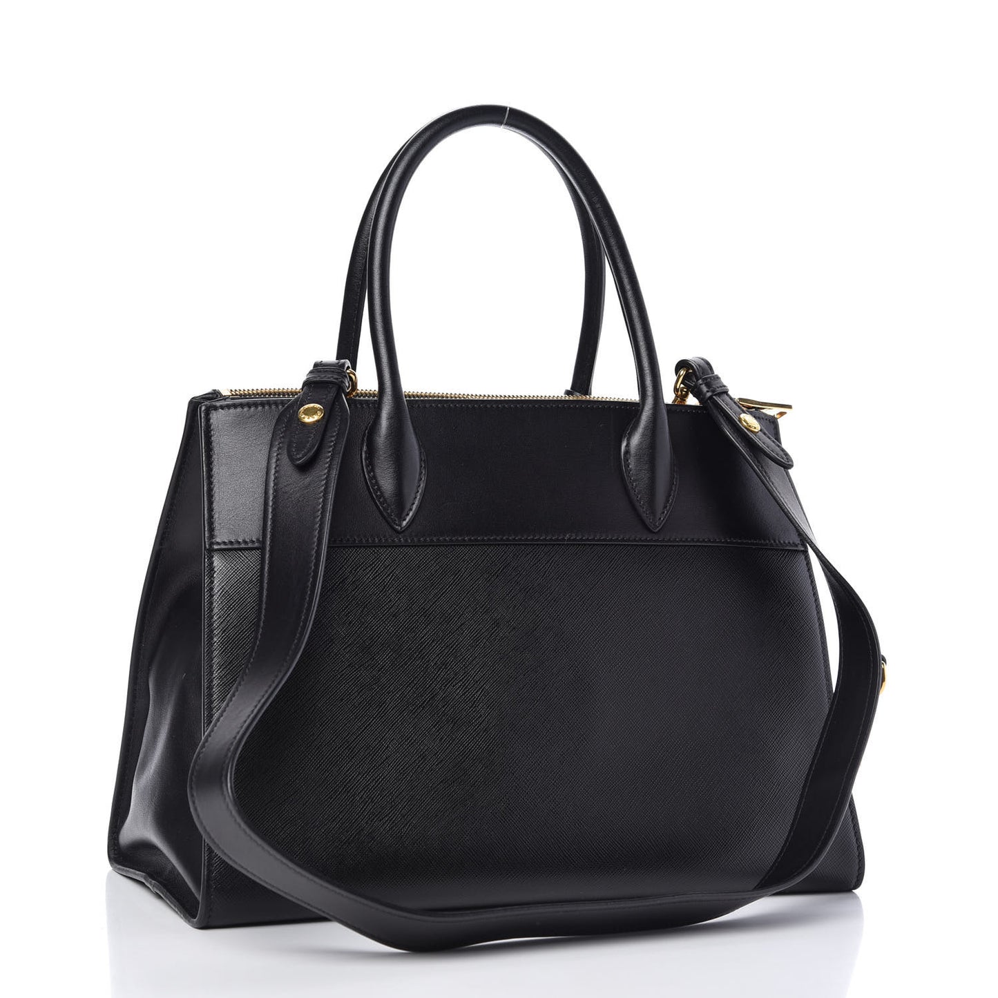 Saffiano City Calfskin Medium Esplanade Tote Black