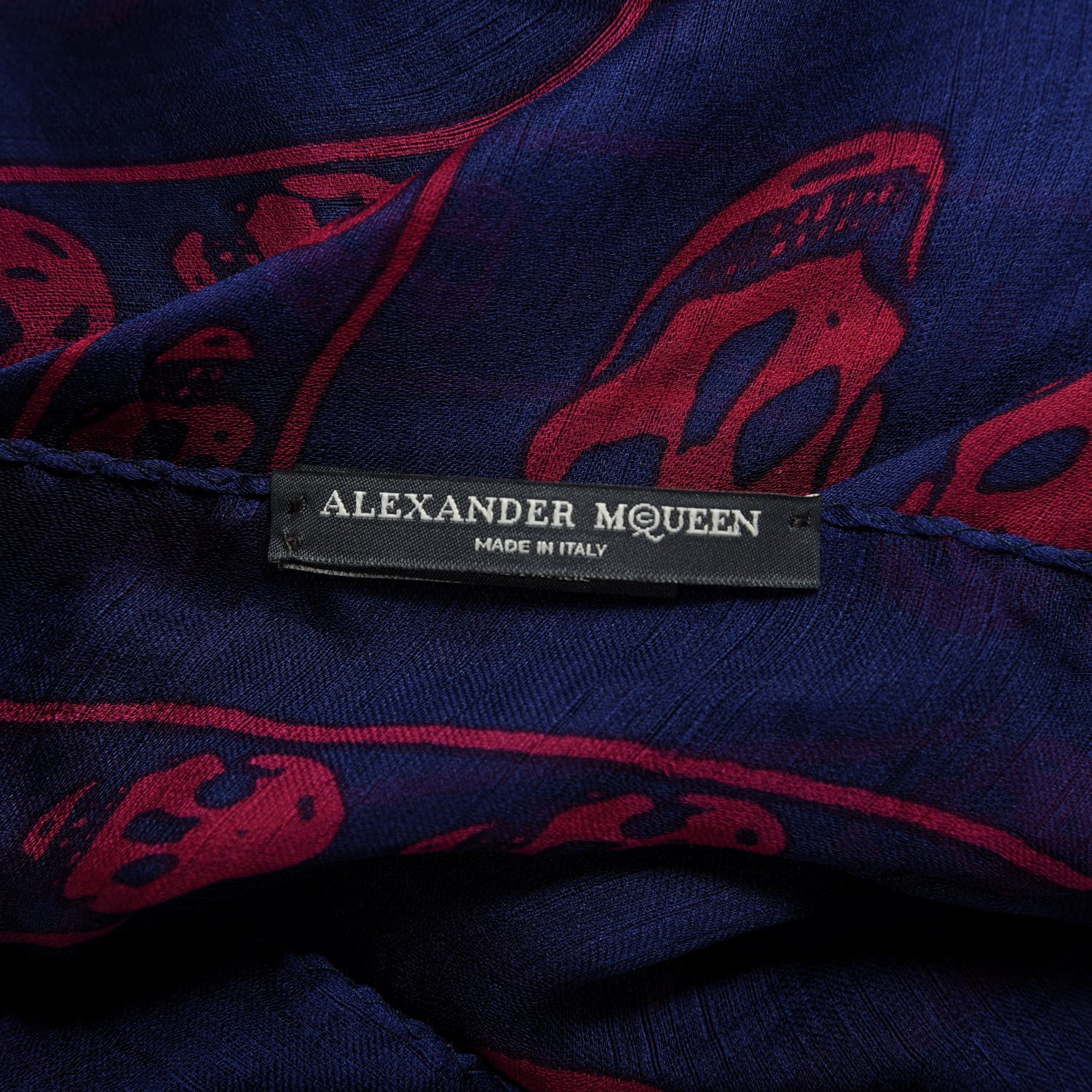 Alexander McQueen Silk Chiffon Skull Scarf Blue Pink 4 of 4