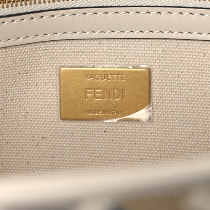 Fendi Canvas Vitello Seta FF Multicolor Embroidered Baguette Grezzo Multicolor Latte 6 of 10
