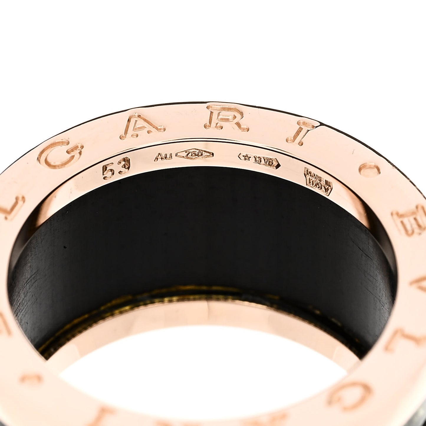 18K Rose Gold Green Marble B.Zero1 Ring 53 6.5