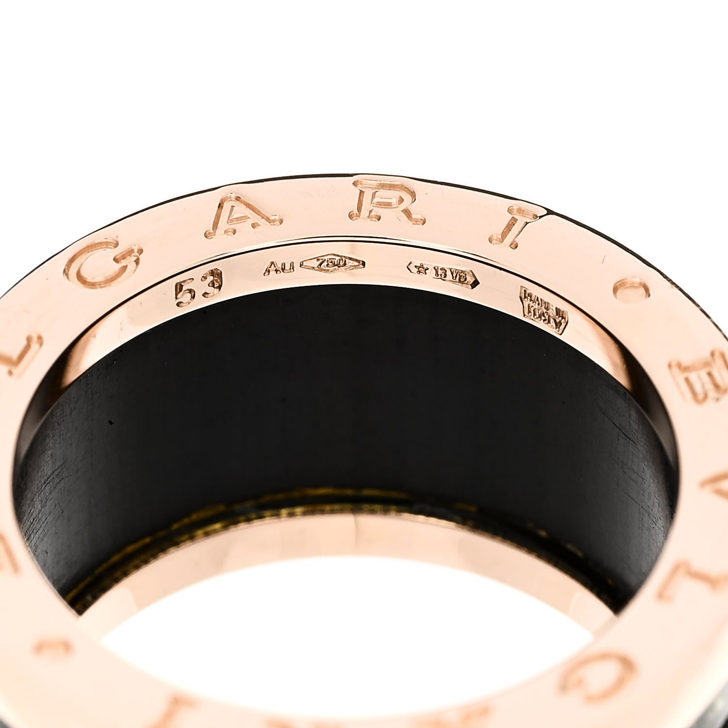 Bulgari 18K Rose Gold Green Marble B.Zero1 Ring 53 6.5 4 of 5