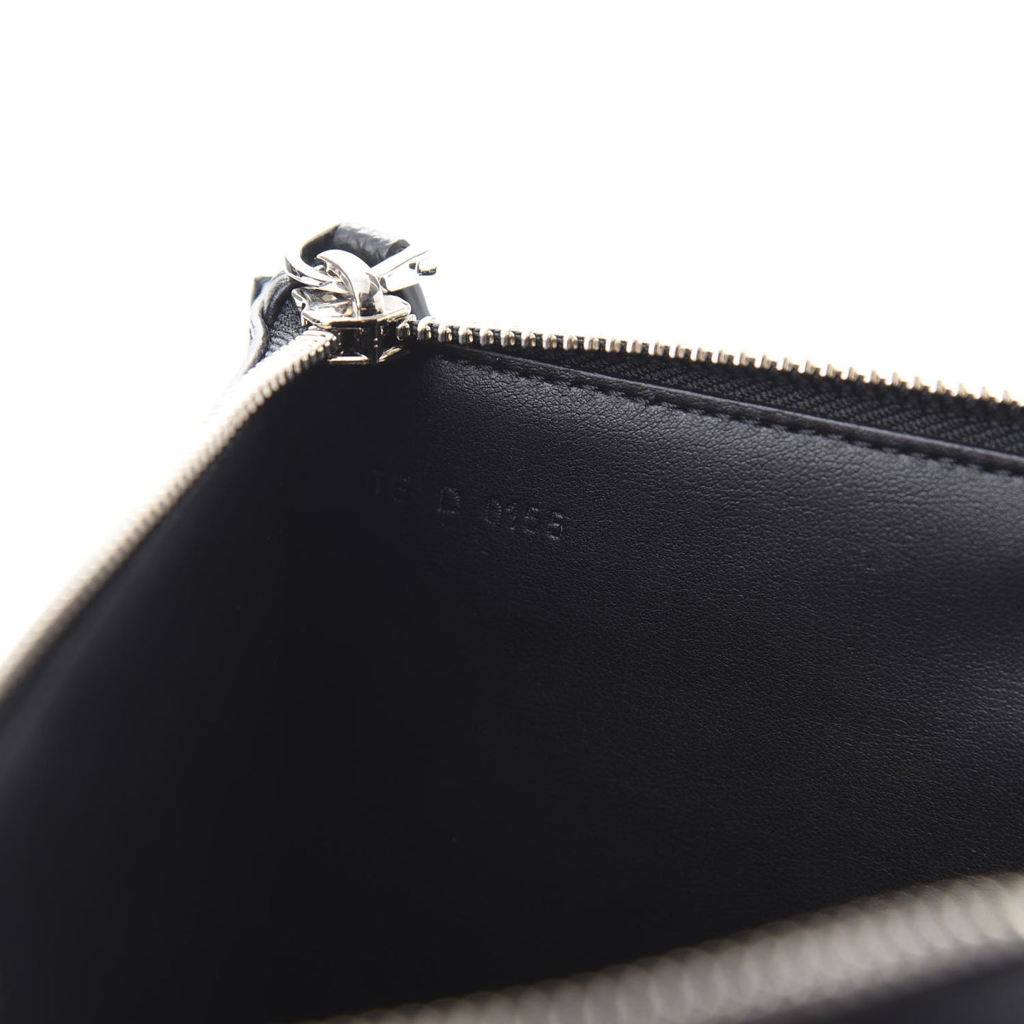 Grained Calfskin Cross Print Zip Pouch Black