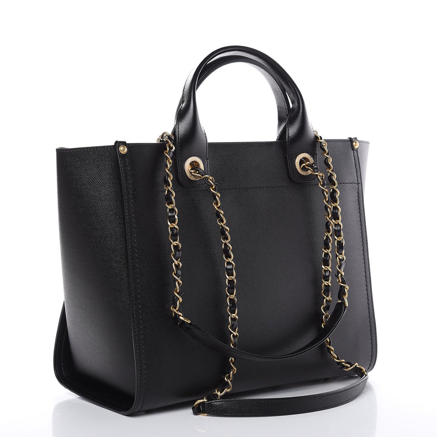 Caviar Small Studded Deauville Tote Black