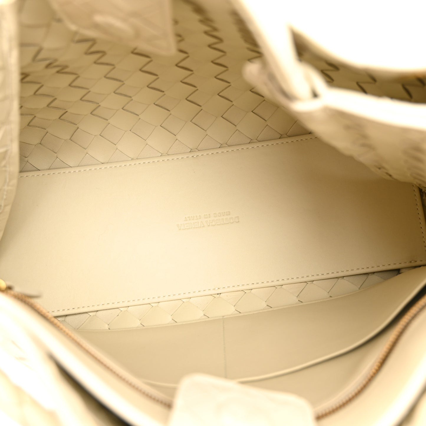 Nappa Intrecciato Medium Andiamo Shoulder Bag Sea Salt