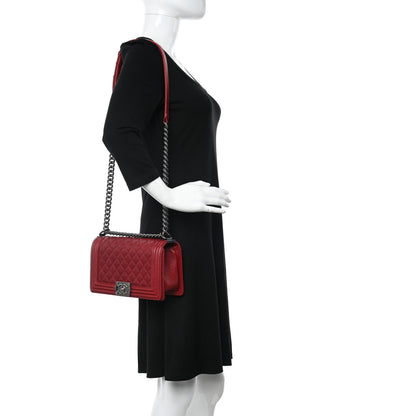 Chanel Caviar Quilted Medium Boy Flap Dark Red 2 of 11