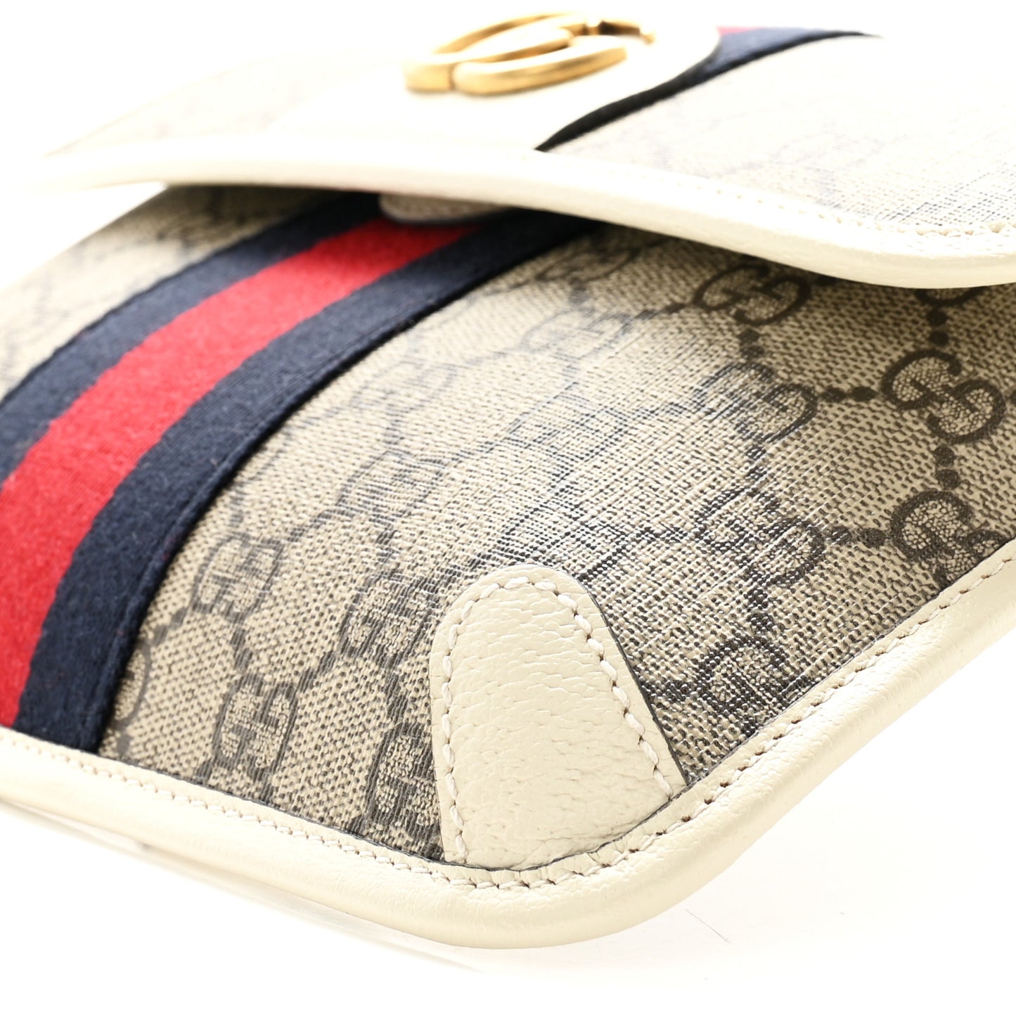 GG Supreme Monogram Web Small Ophidia Belt Bag 80 32 Beige Ebony White