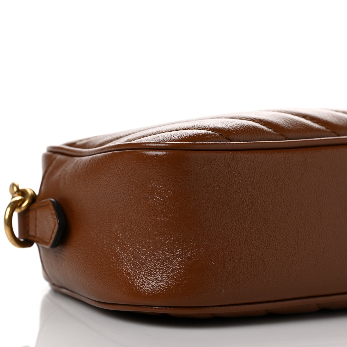 Glazed Calfskin Matelasse Diagonal Small GG Marmont Chain Shoulder Bag Cuir
