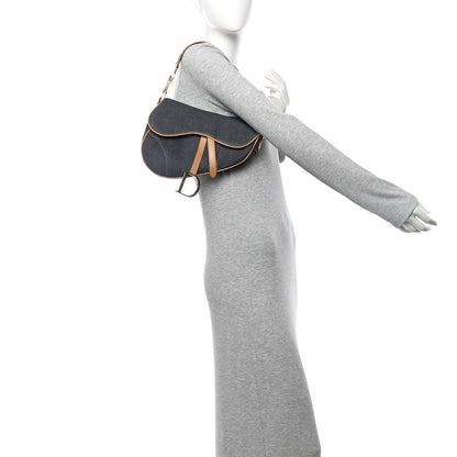Christian Dior Denim Calfskin Saddle Bag Blue 2 of 12