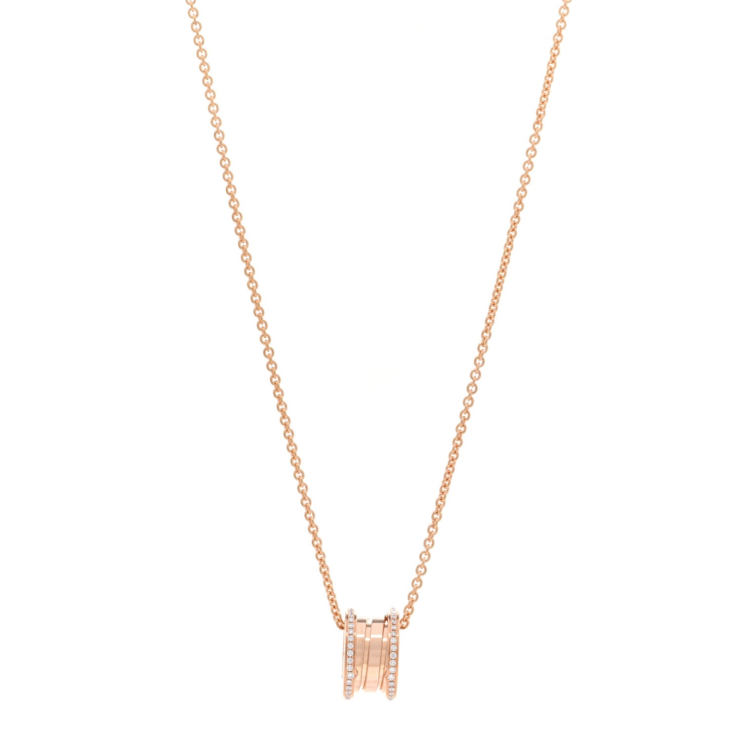 Bulgari 18K Rose Gold Diamond B.Zero1 Pendant Necklace 1 of 5