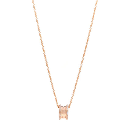Bulgari 18K Rose Gold Diamond B.Zero1 Pendant Necklace 1 of 5