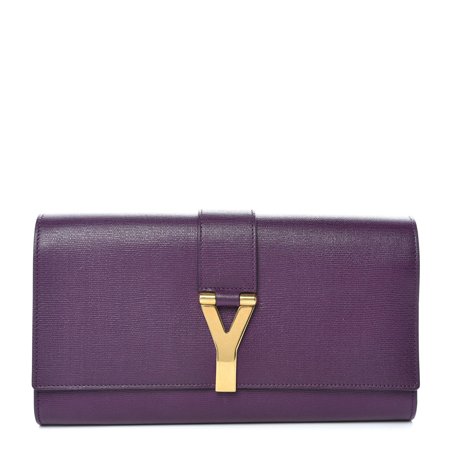 Textured Calfskin Y Ligne Clutch Purple