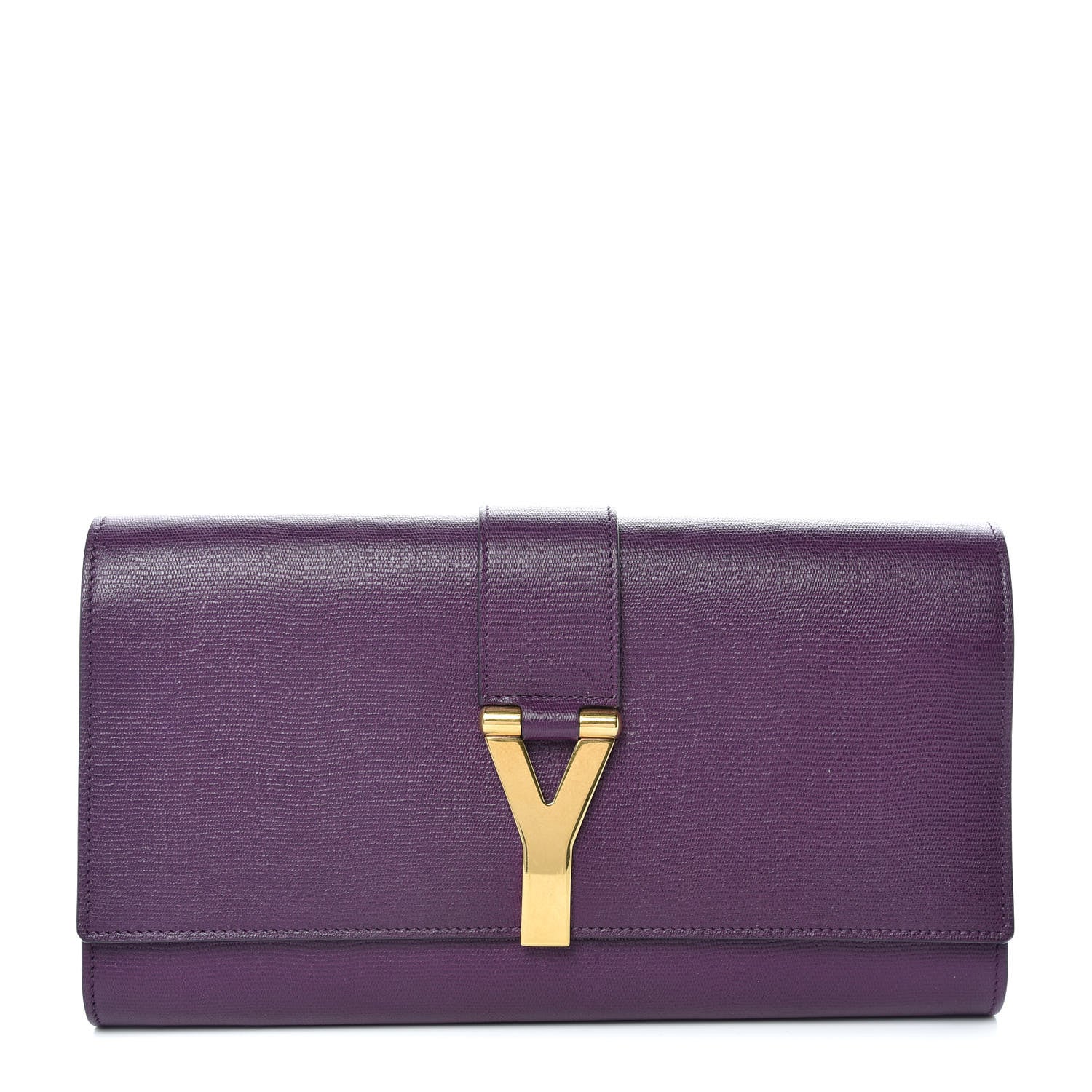 Saint Laurent Textured Calfskin Y Ligne Clutch Purple 1 of 11