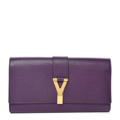 Saint Laurent Textured Calfskin Y Ligne Clutch Purple 1 of 11