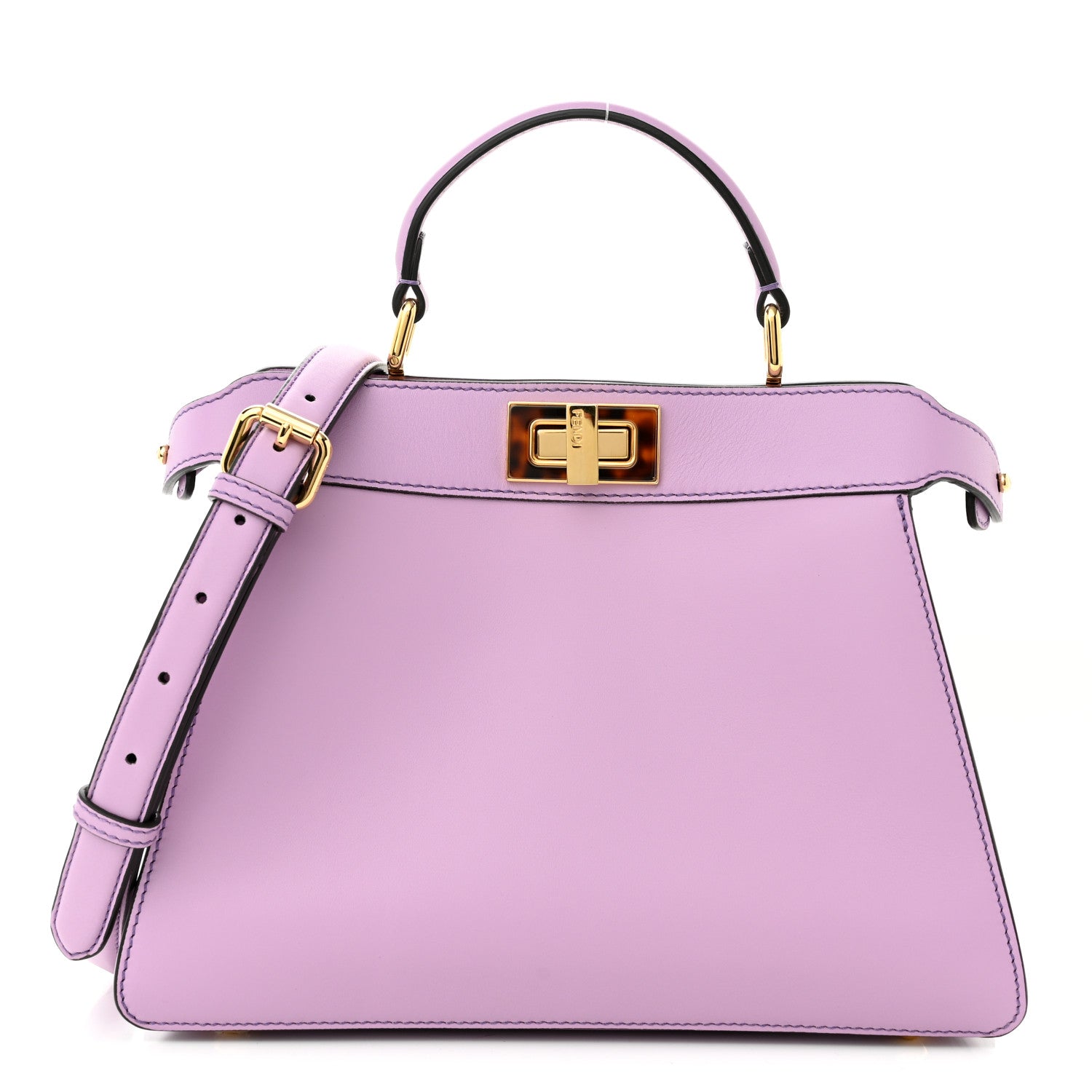 Fendi Vitello Seta Shiny Nappa Plexiglass Small Peekaboo I SEE U Satchel Violetta 1 of 11