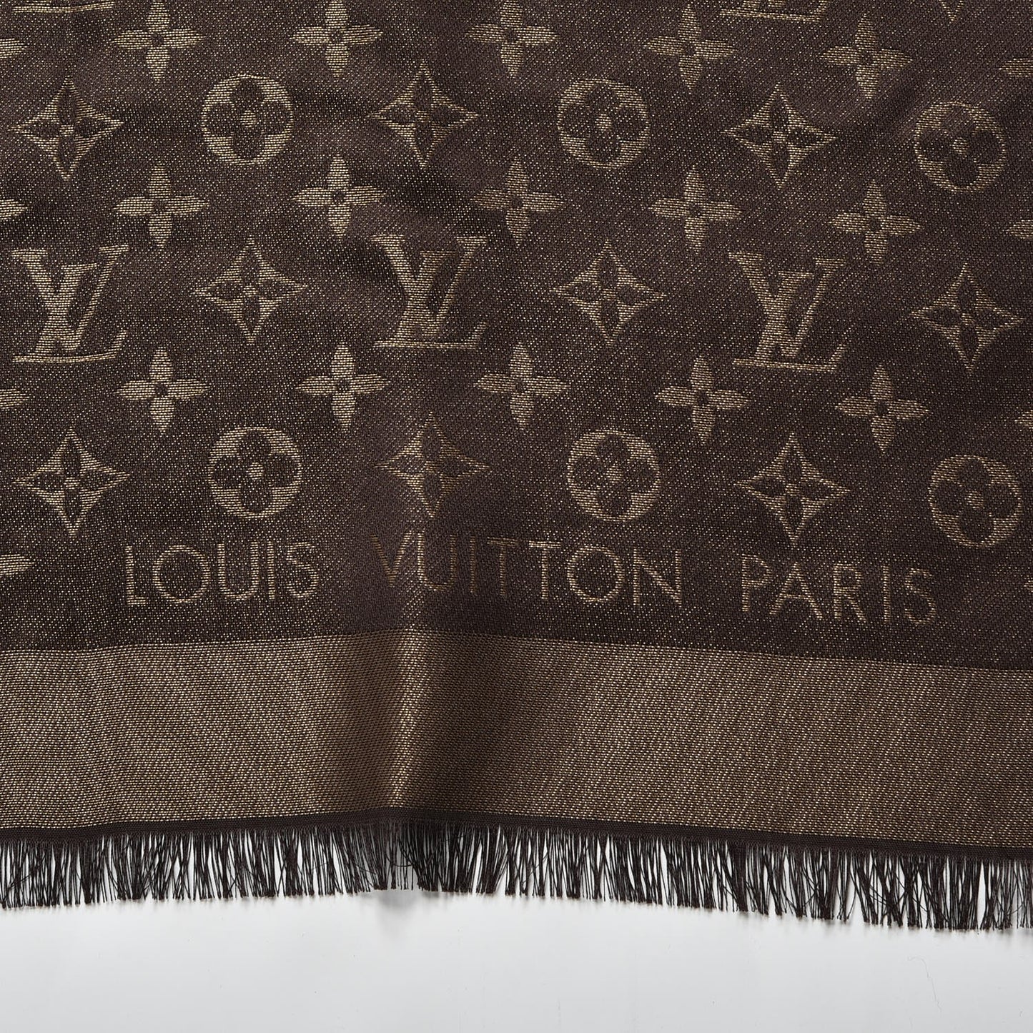 Silk Lurex Wool Monogram Shine Shawl Brown