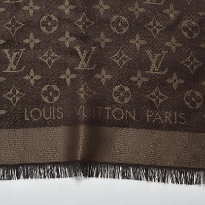 Louis Vuitton Silk Lurex Wool Monogram Shine Shawl Brown 3 of 4