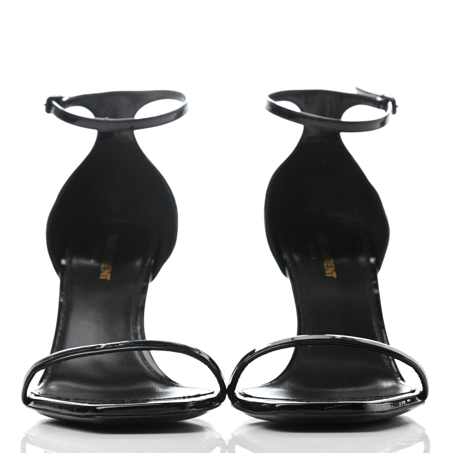 Saint Laurent Patent Calfskin Opyum Sandals 40 Black Gold 2 of 5