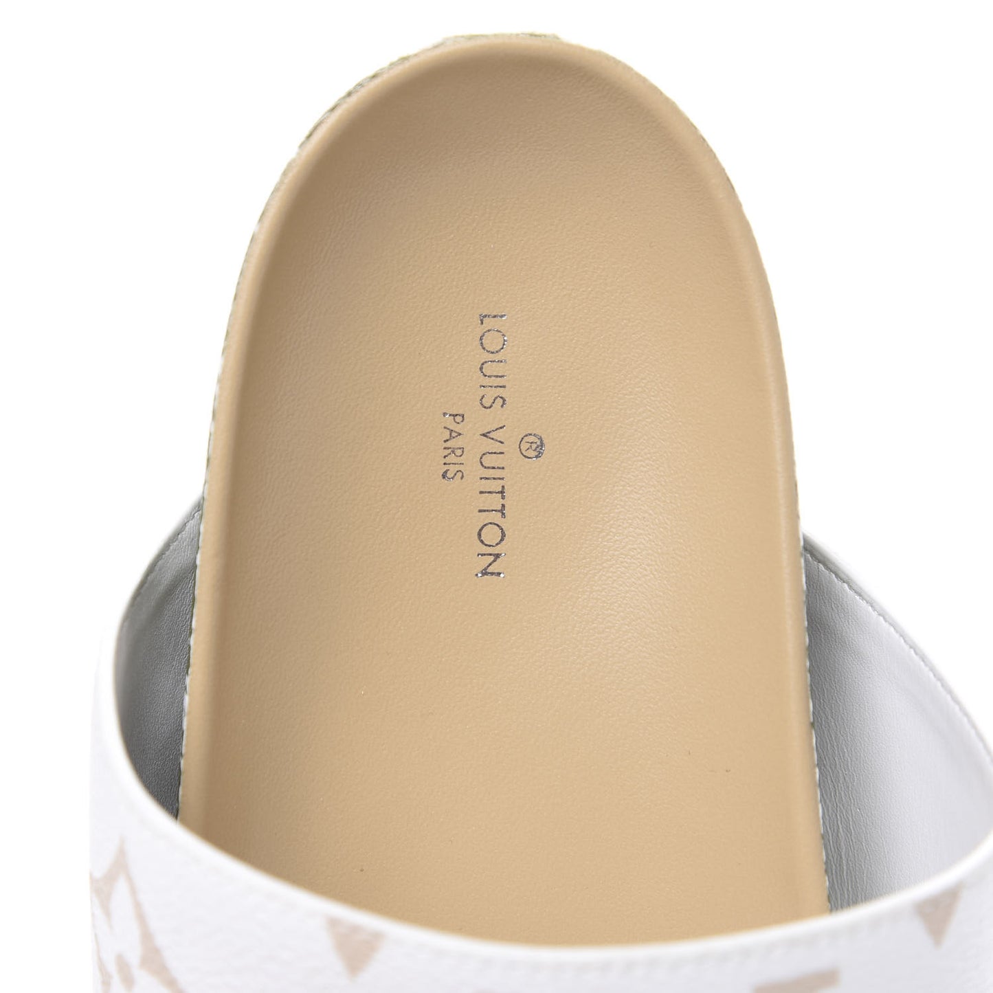 Monogram Giant Bom Dia Flat Mule Sandals 41 White Moka