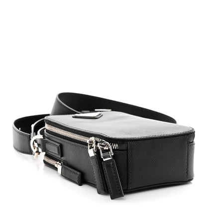 Prada Saffiano Travel Brique Crossbody Messenger Bag Black 3 of 9