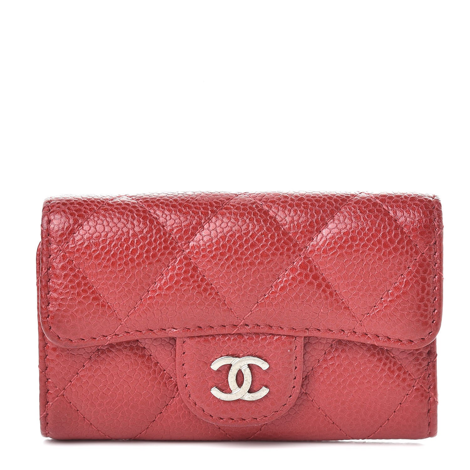 Chanel Metallic Caviar Quilted 6 Key Holder Dark Pink 1 of 10