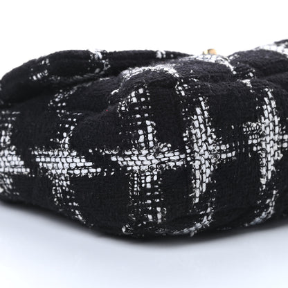 Chanel Tweed Quilted Large Chanel 19 Flap Black White 9 of 10