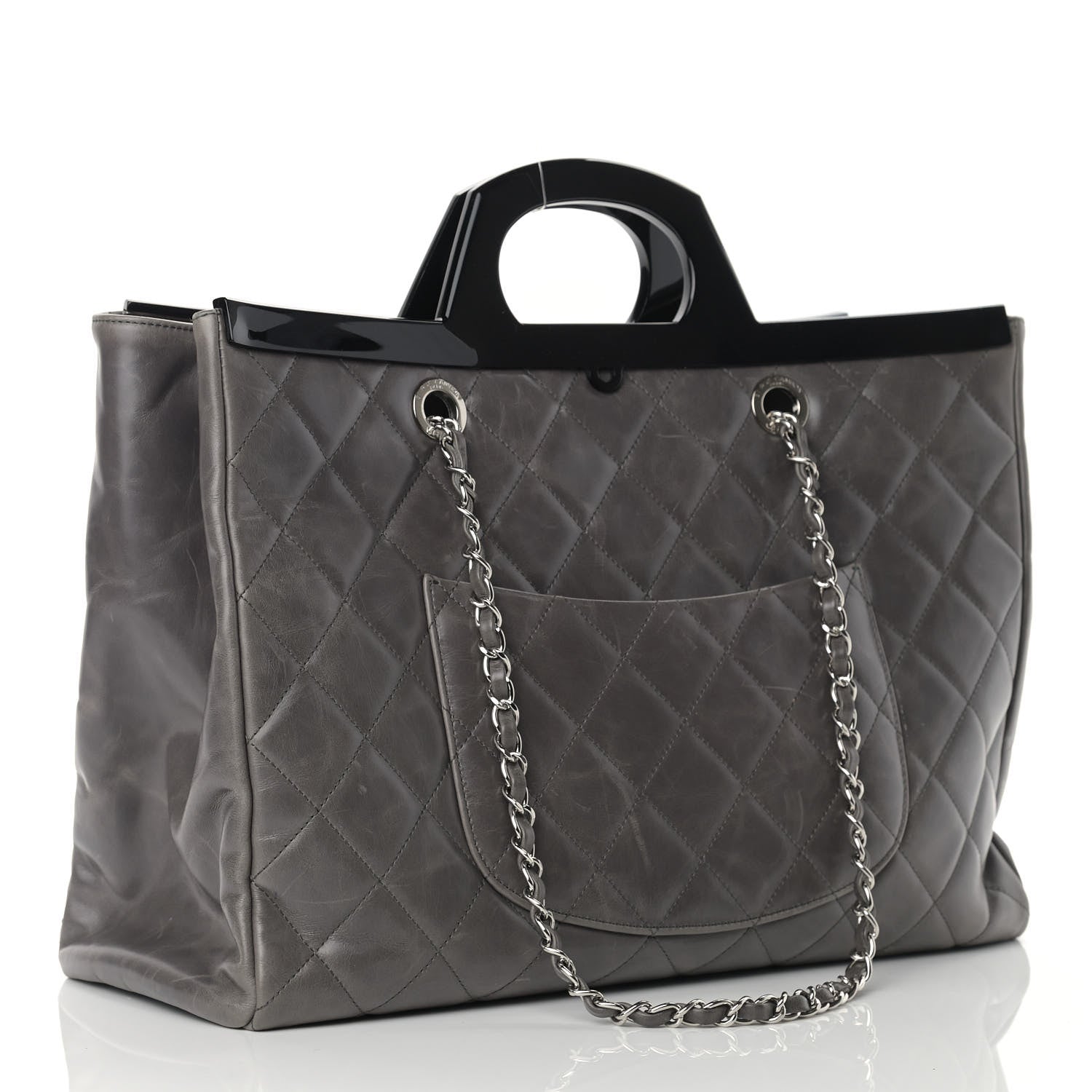 Chanel Glazed Calfskin Quilted Large CC Delivery Tote Grey 3 of 15