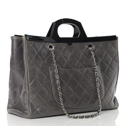 Chanel Glazed Calfskin Quilted Large CC Delivery Tote Grey 3 of 15