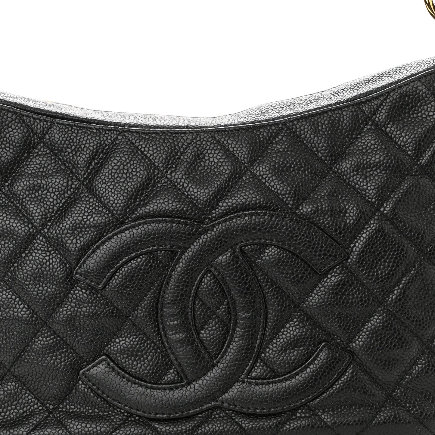 Caviar Quilted Timeless CC Shoulder Bag Black