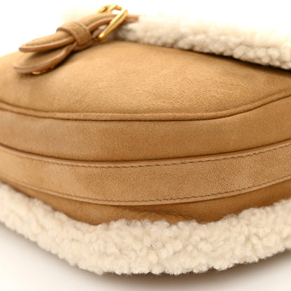 Christian Dior Suede Shearling Medium Bobby Flap Natural 9 of 9