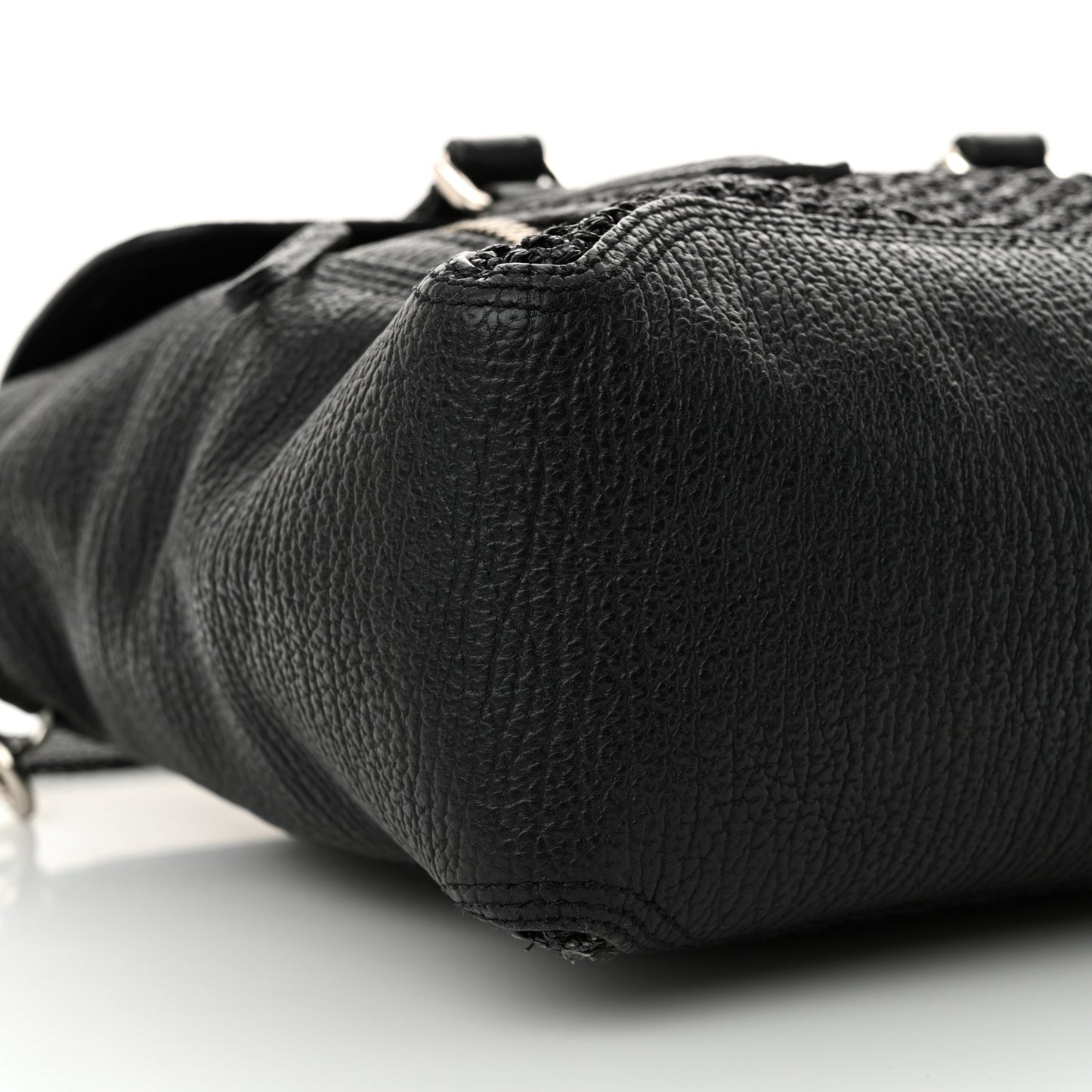 PHILLIP LIM 3.1 Textured Calfskin Woven Panel Medium Pashli Satchel Black Silver