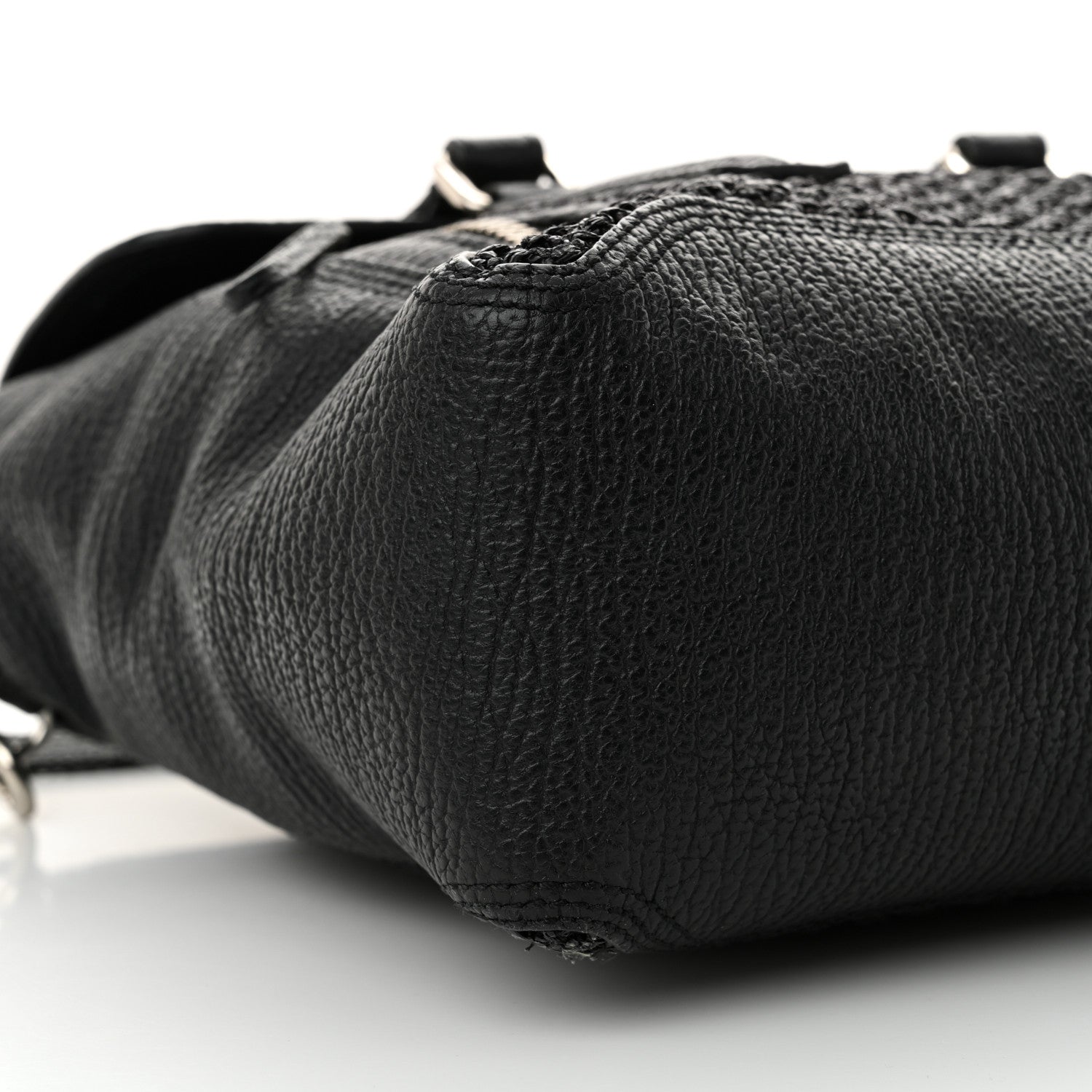 3.1 Phillip Lim PHILLIP LIM 3.1 Textured Calfskin Woven Panel Medium Pashli Satchel Black Silver 9 of 14