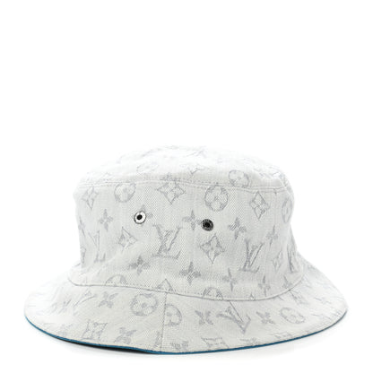 Louis Vuitton Monogram Denim Transformable Bob Bucket Hat 60 White Blue 6 of 9