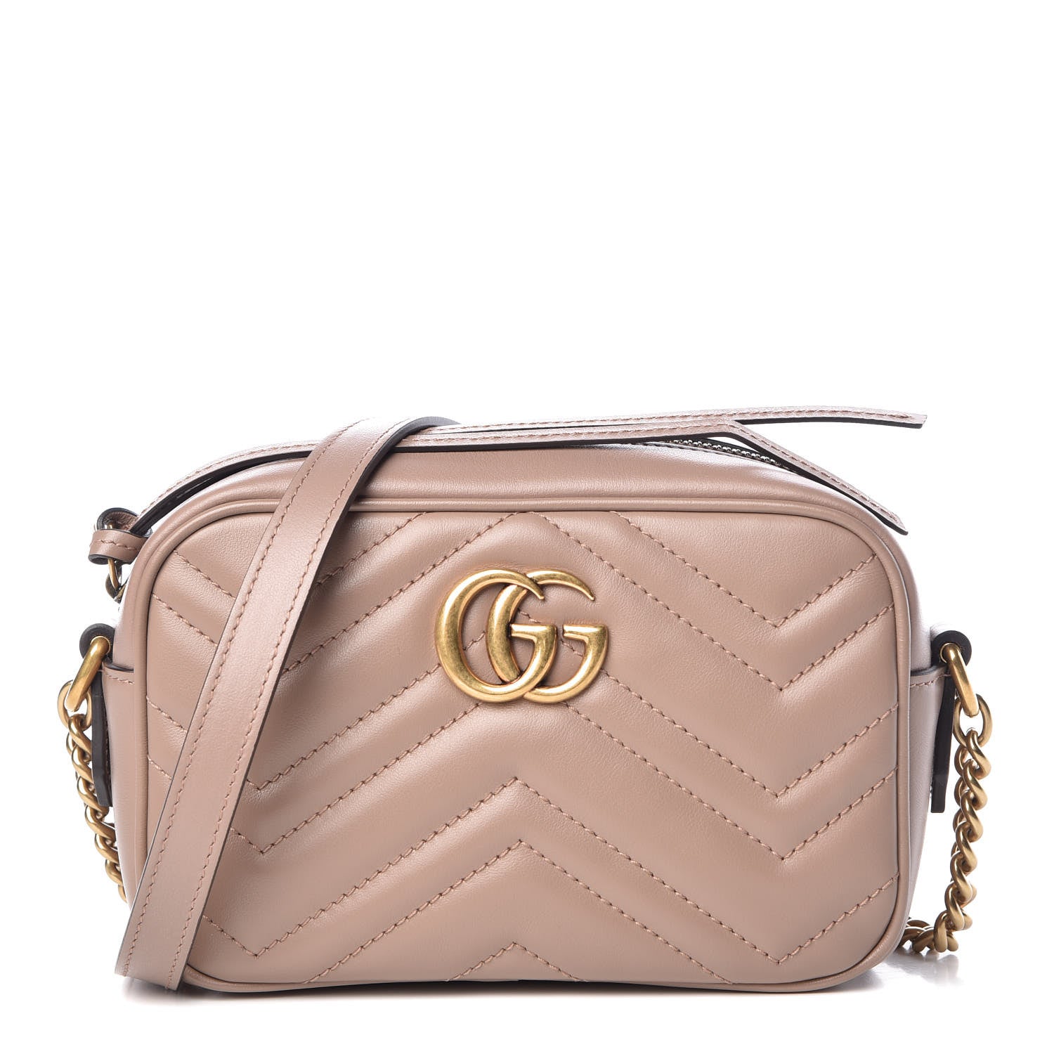 Gucci Calfskin Matelasse Mini GG Marmont Chain Shoulder Bag Porcelain Rose 1 of 8