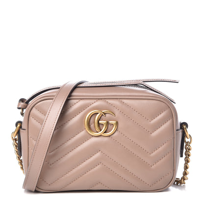 Gucci Calfskin Matelasse Mini GG Marmont Chain Shoulder Bag Porcelain Rose 1 of 8