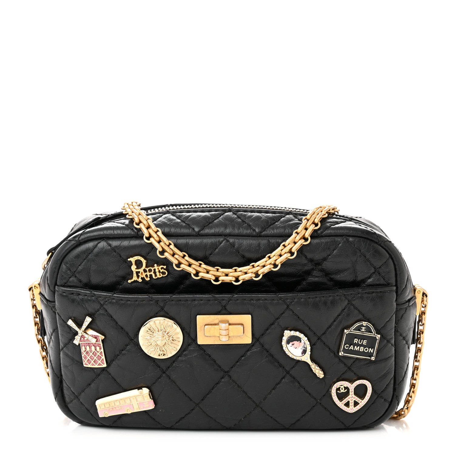 Chanel Aged Calfskin Quilted Mini Lucky Charm Reissue Camera Case Black 1 of 10