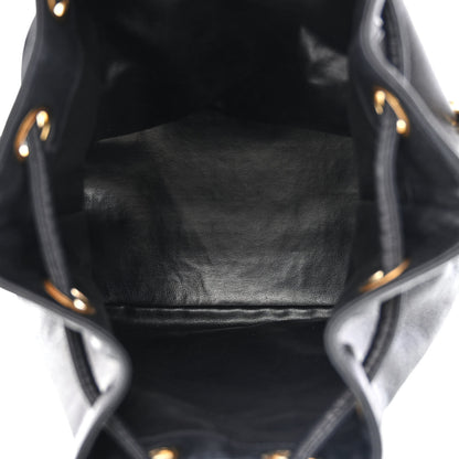 Chanel Lambskin CC Stitched Drawstring Bucket Bag Black 5 of 10