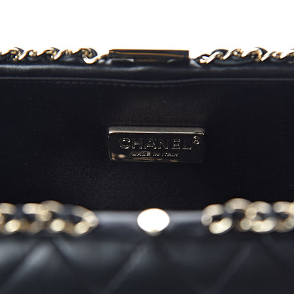 Chanel Lambskin Quilted Pearl Crystal Chain Around Clutch Black 6 of 10