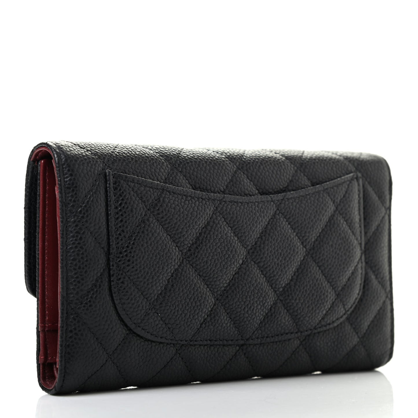 Caviar Quilted Large Flap Wallet Black