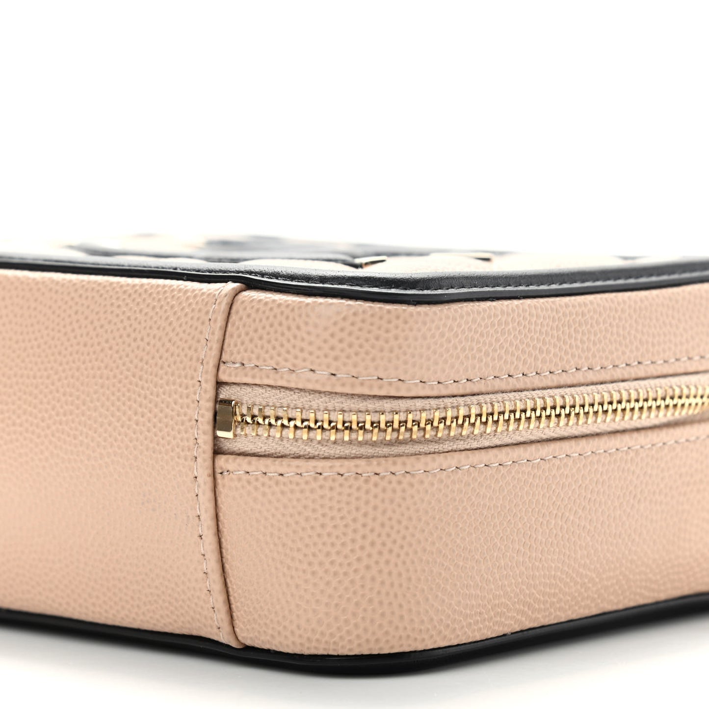 Caviar Quilted CC Filigree Vanity Clutch With Chain Beige Black