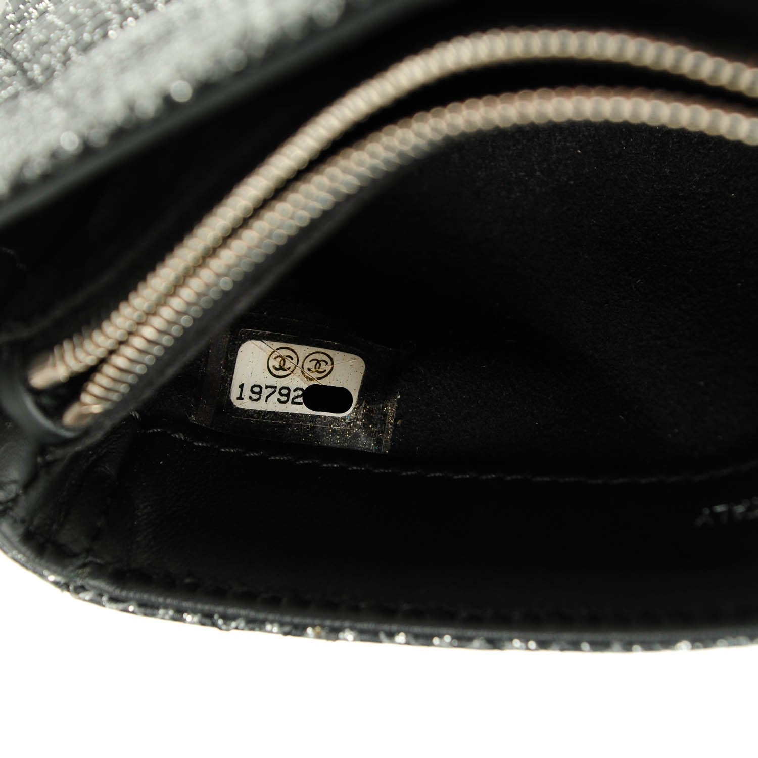Chanel Glittered Calfskin Quilted Mini Phone Holder Clutch Black 6 of 8
