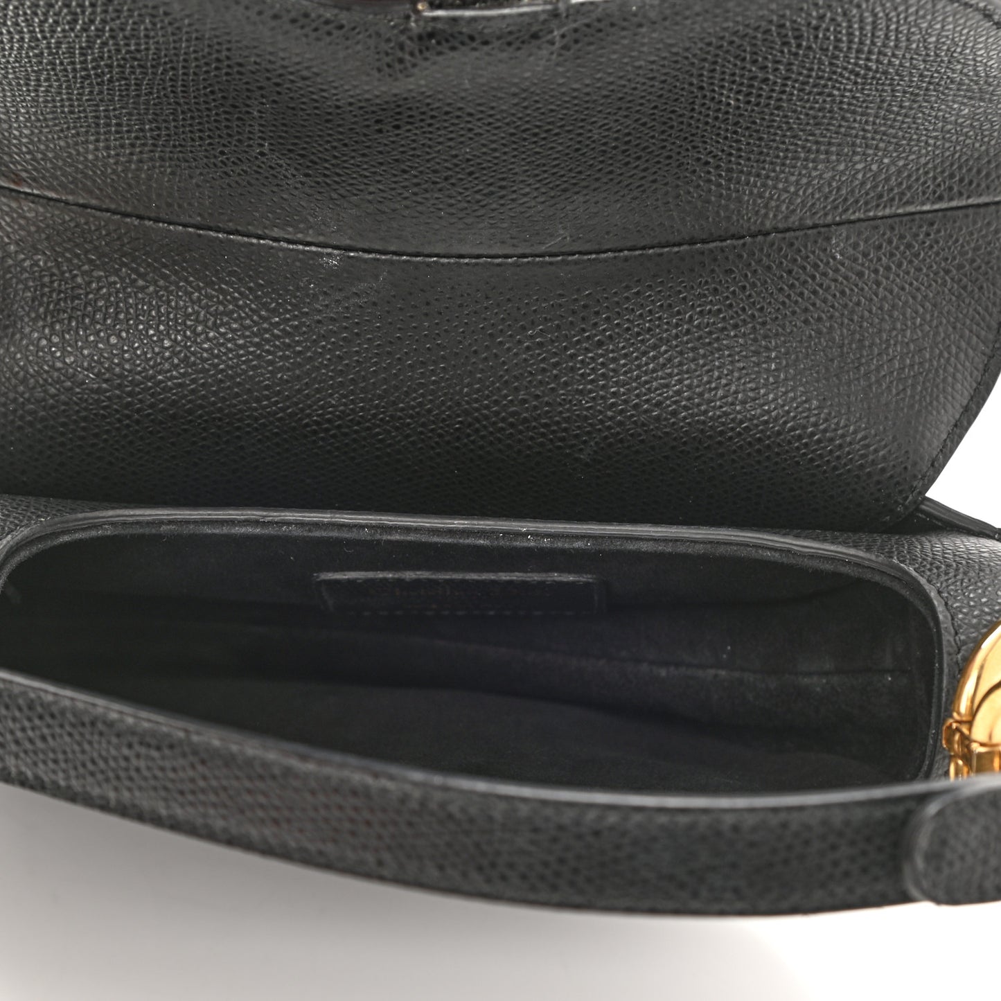 Grained Calfskin Mini Saddle Bag Black